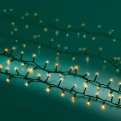 Guirlande lumineuse 16 m 750 LED câble vert Luxe Blanc chaud et chaud doré