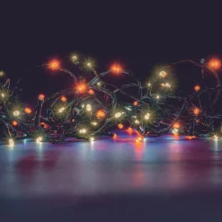 Guirlande lumineuse 16 m 192 LED câble vert Bicolore Orange et blanc chaud