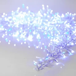 Guirlande lumineuse 22,5 m 1000 LED câble transparent Luxe Bicolore Blanc et bleu