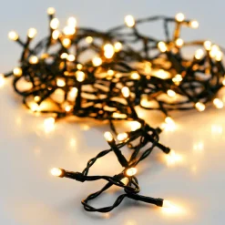 Guirlande lumineuse à piles 7 m 96 LED câble noir Luxe Blanc chaud