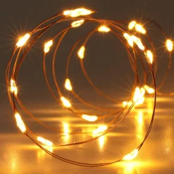 Guirlande lumineuse à piles 4,95 m 100 Micro LED câble or Blanc très chaud