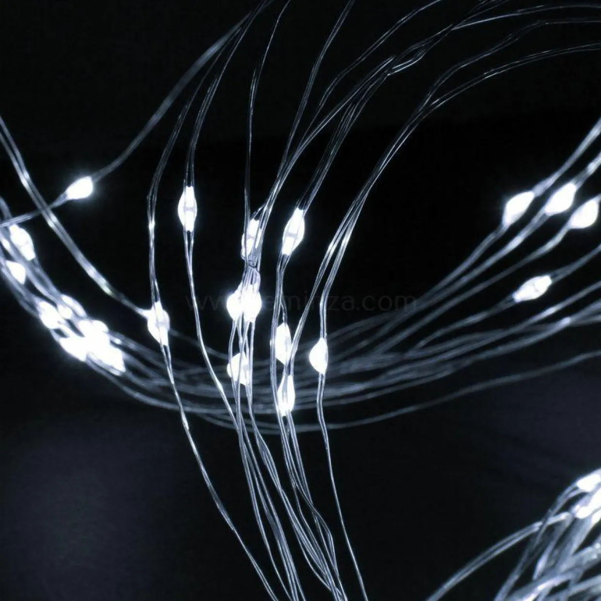 Guirlande lumineuse à piles 195 cm 40 micro LED Fil d'argent Blanc froid