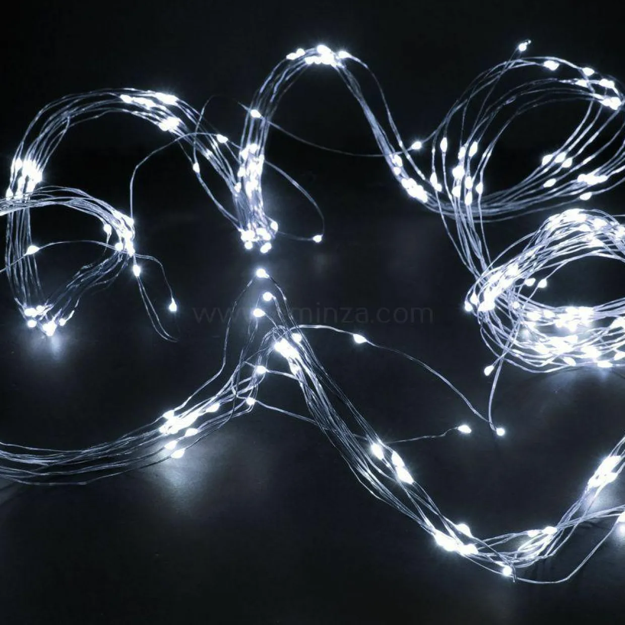 Guirlande lumineuse à piles 195 cm 40 micro LED Fil d'argent Blanc froid