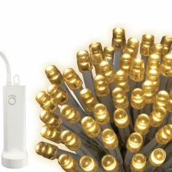Guirlande lumineuse à piles 14,30 m 192 LED câble transparent Durawise Blanc chaud