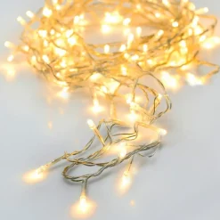 Guirlande lumineuse à piles 7 m 96 LED câble transparent Luxe Blanc chaud