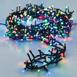 Guirlande lumineuse à piles 4 m 200 LED câble vert Boa Multicolore