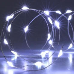 Guirlande lumineuse à piles 4 m 80 Micro LED Fil d'argent Blanc froid
