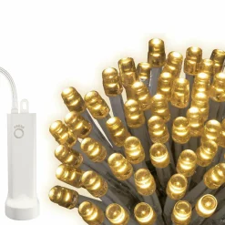 Guirlande lumineuse à piles 7,10 m 96 LED câble transparent Durawise Blanc chaud