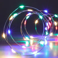 Guirlande lumineuse à piles 4 m 80 Micro LED Fil d'argent Multicolore
