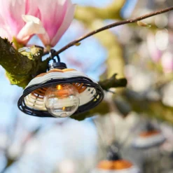 Guirlande lumineuse de jardin solaire 6 LED (2,5 m) Chapeau résine tressée Blanc chaud