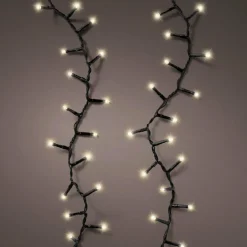Guirlande lumineuse Durawise à piles 14,98 m 600 LED câble noir Blanc chaud
