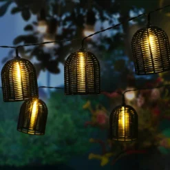 Guirlande lumineuse solaire résine tressée 10 LED (2,70 m) Garden chic Noir