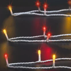Guirlande lumineuse Timer 50 m 500 LED câble transparent Bicolore Blanc chaud et rouge