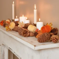 Guirlande pomme de pin (150 cm) Citrouille velours Orange