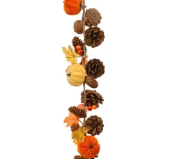 Guirlande pomme de pin (150 cm) Citrouille velours Orange