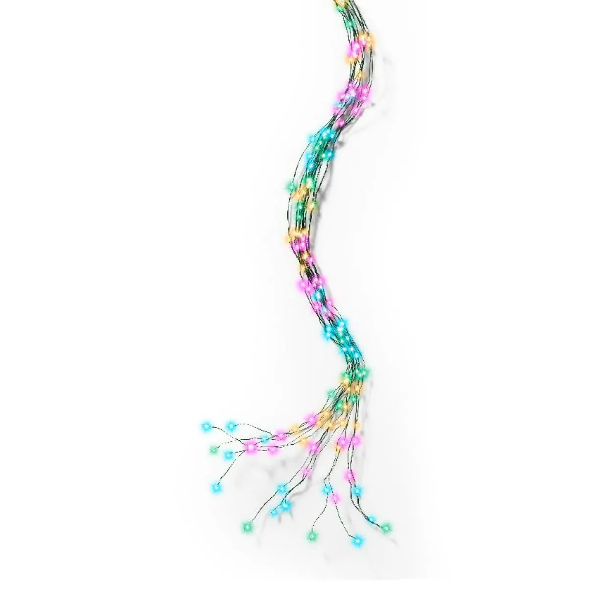 Guirlande rideau pour sapin H1,80 m 408 Micro LED câble vert Multicolore pastel