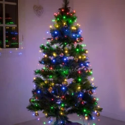 Guirlande rideau pour sapin H2,40 m 832 Micro LED câble vert Multicolore