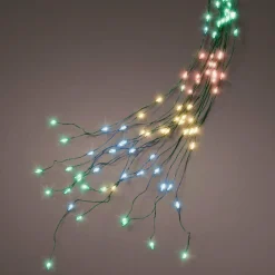 Guirlande rideau pour sapin H2,10 m 672 Micro LED câble vert Multicolore