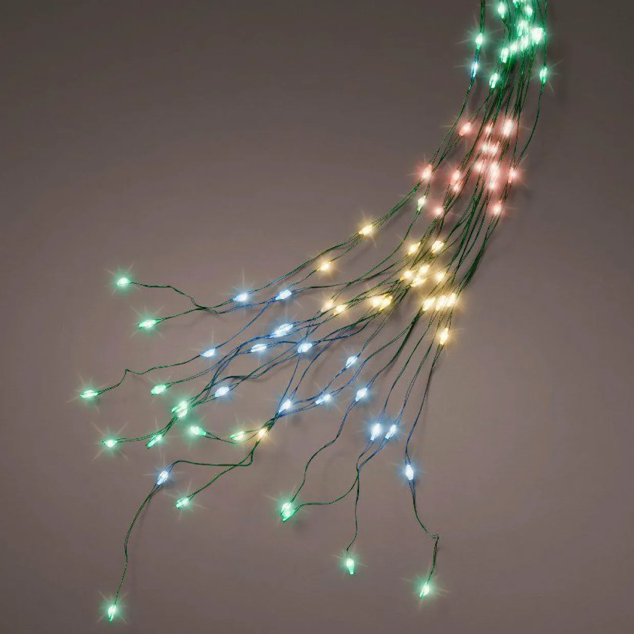 Guirlande rideau pour sapin H2,10 m 672 Micro LED câble vert Multicolore