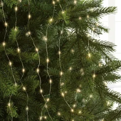 Guirlande rideau pour sapin H2,10 m 672 Micro LED câble argent Blanc chaud