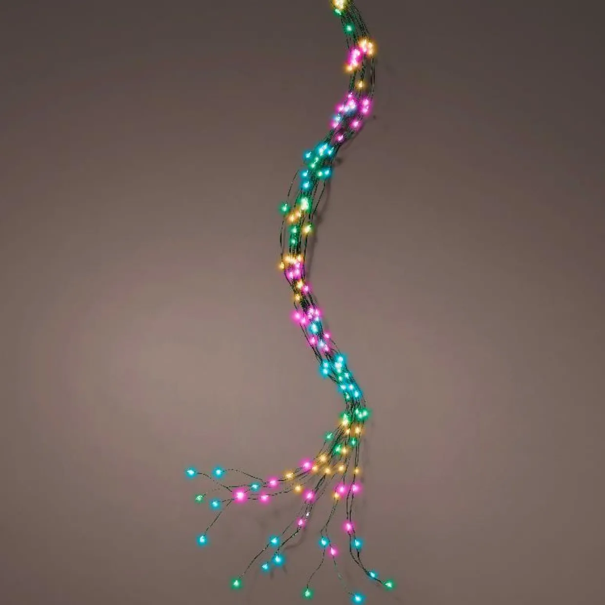 Guirlande rideau pour sapin H2,40m 832 Micro LED câble vert Multicolore pastel