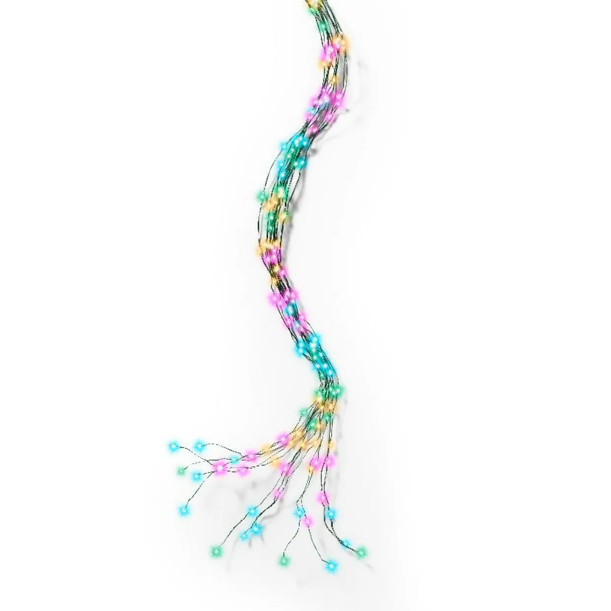 Guirlande rideau pour sapin H2,40m 832 Micro LED câble vert Multicolore pastel