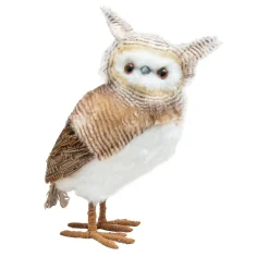 Hibou de Noël à poser (H49 cm) Pepino plumage beige