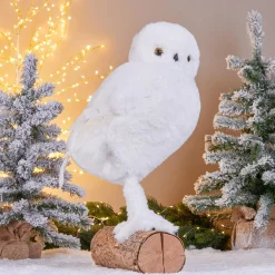 Hibou de Noël (H49 cm) Givrous Blanc