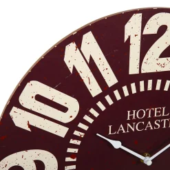 Horloge murale bois (D38 cm) Vintage Hôtel Rouge