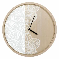 Horloge murale en bois (D40 cm) Calathea Blanc