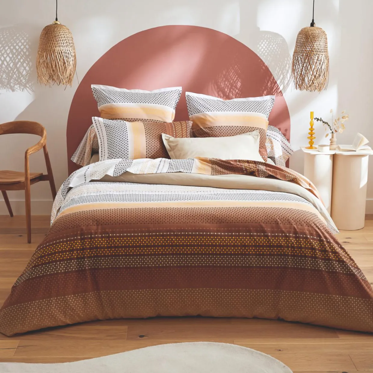 Housse de couette coton (260 x 240 cm) Niagara Marron châtaigne