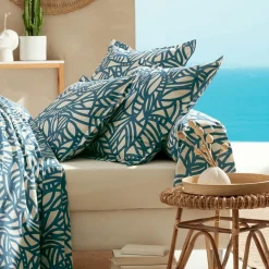 Housse de couette coton lavé (260 x 240 cm) Serena Bleue