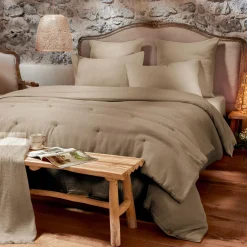 Housse de couette coton nid d'abeille (140 x 200 cm) Eva Ficelle