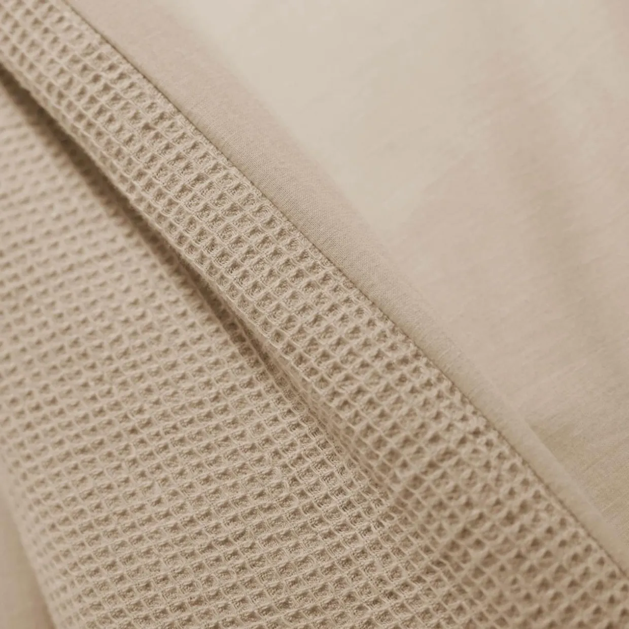 Housse de couette coton nid d'abeille (260 x 240 cm) Eva Ficelle