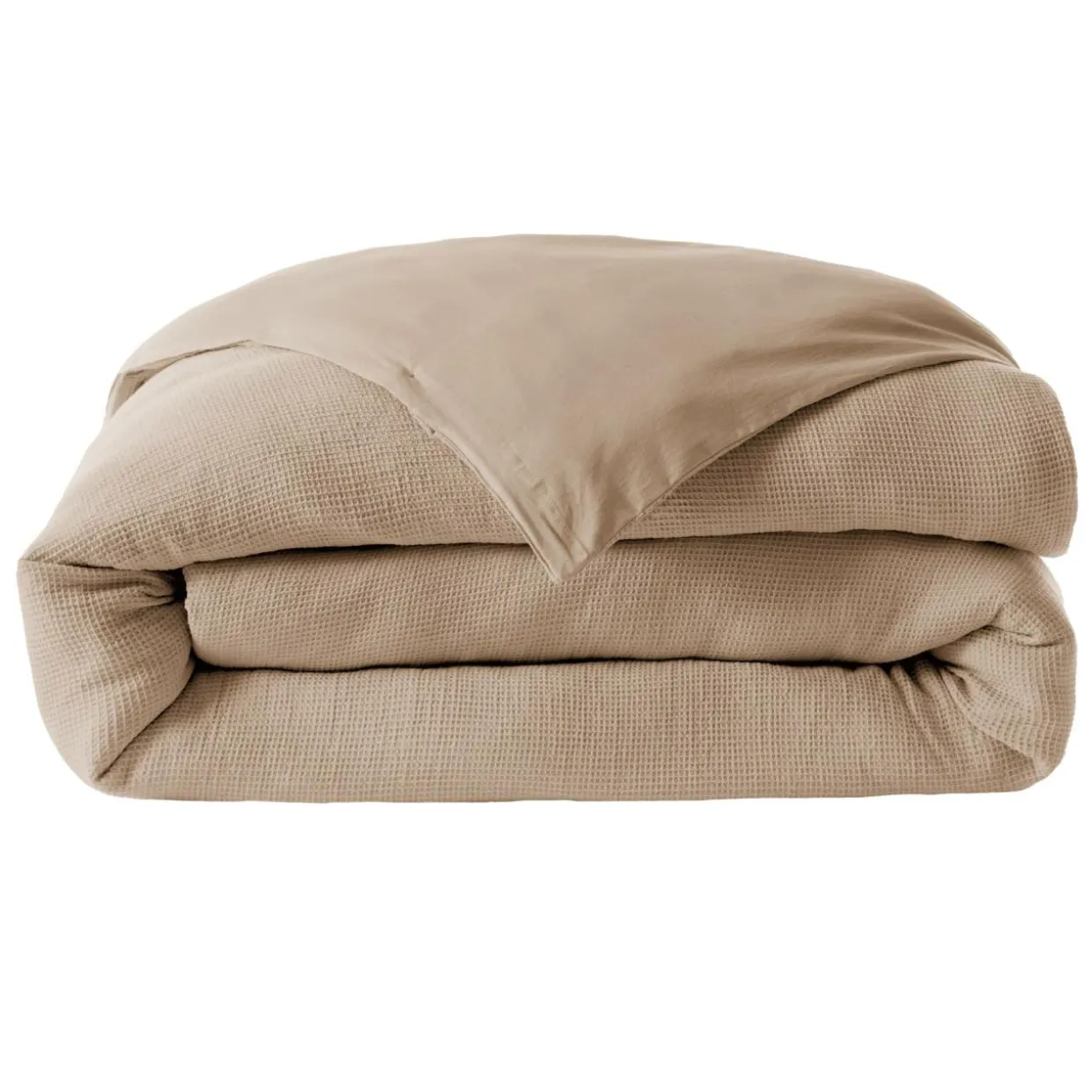 Housse de couette coton nid d'abeille (260 x 240 cm) Eva Ficelle