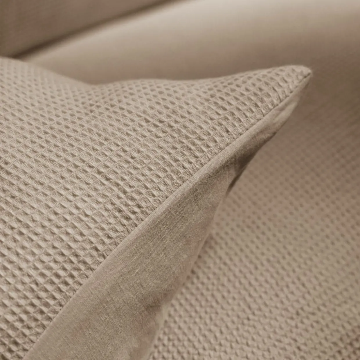 Housse de couette coton nid d'abeille (260 x 240 cm) Eva Ficelle