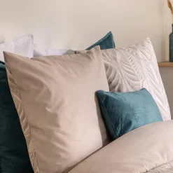 Housse de couette et deux taies coton (240 x 220 cm) Nalh Beige