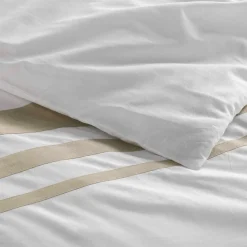 Housse de couette et deux taies coton (240 x 220 cm) Margaux Blanche