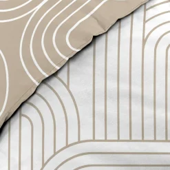 Housse de couette et deux taies d'oreiller en coton (240 x 220 cm) Modul Beige