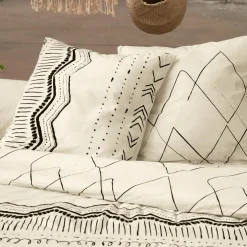 Housse de couette et deux taies coton (240 x 220 cm) Berbère Noire