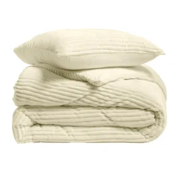 Housse de couette et deux taies d'oreiller flanelle (240 x 220 cm) Veloutea Beige