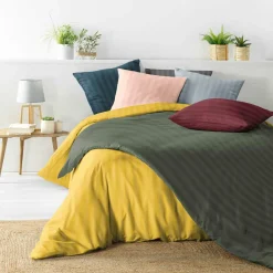 Housse de couette et deux taies microfibre (240 x 220 cm) Cleo Gris anthracite