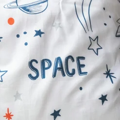 Housse de couette et deux taies enfant coton (200 x 200 cm) Galaxie Blanche