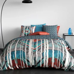 Housse de couette et deux taies coton (240 x 220 cm) India Multicolore