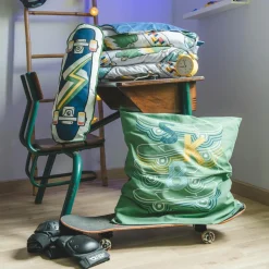 Housse de couette et deux taies enfant coton (200 x 200 cm) California Bleu