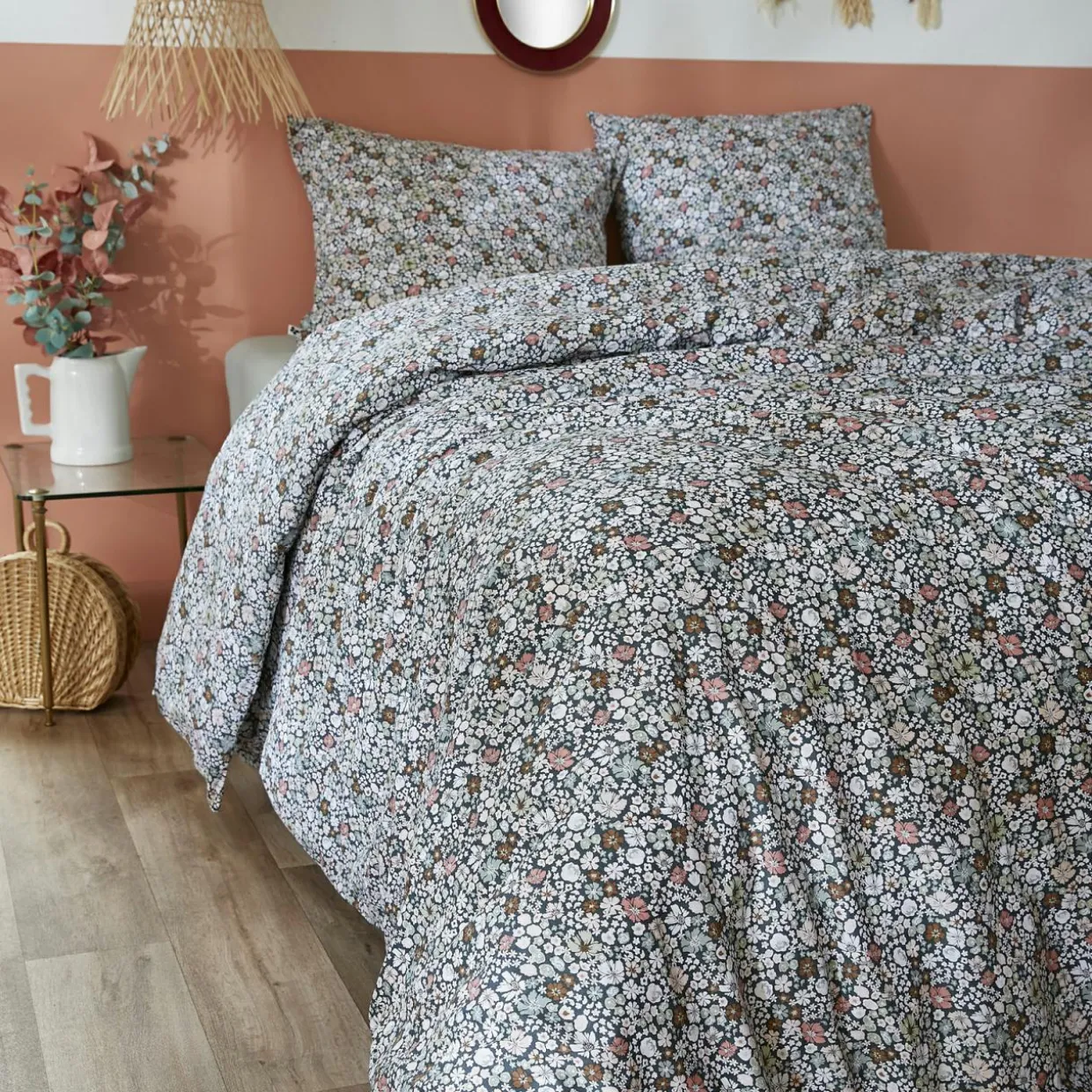 Housse de couette et deux taies coton (200 x 200 cm) Malia Multicolore