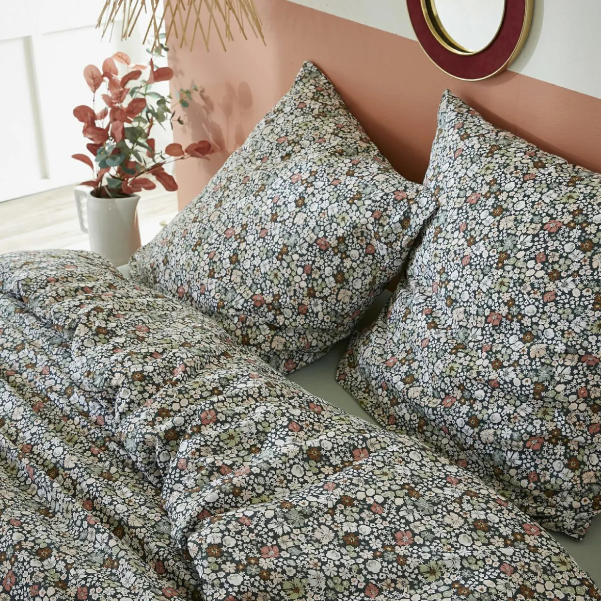 Housse de couette et deux taies coton (200 x 200 cm) Malia Multicolore