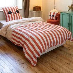 Housse de couette et deux taies enfant coton (200 x 200 cm) Fresh popcorn Rouge