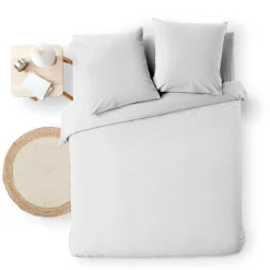 Housse de couette et deux taies d'oreiller coton (240 x 220 cm) Meline Blanc