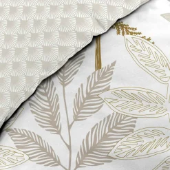 Housse de couette et deux taies d'oreiller en coton (240 x 220 cm) Raoni beige